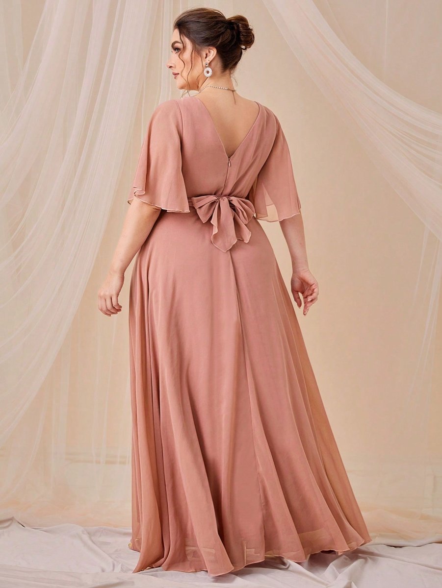 SHEIN Plus Belle 1XL - Size 14 Surplice Bridesmaid Wedding A Line Dress  Pink
