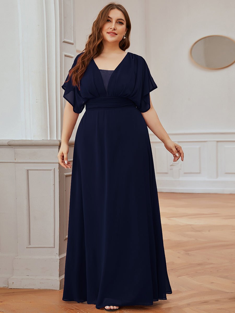 A-Line Empire Waist Chiffon Plus Size Wholesale Evening Party Dress - Price Connection