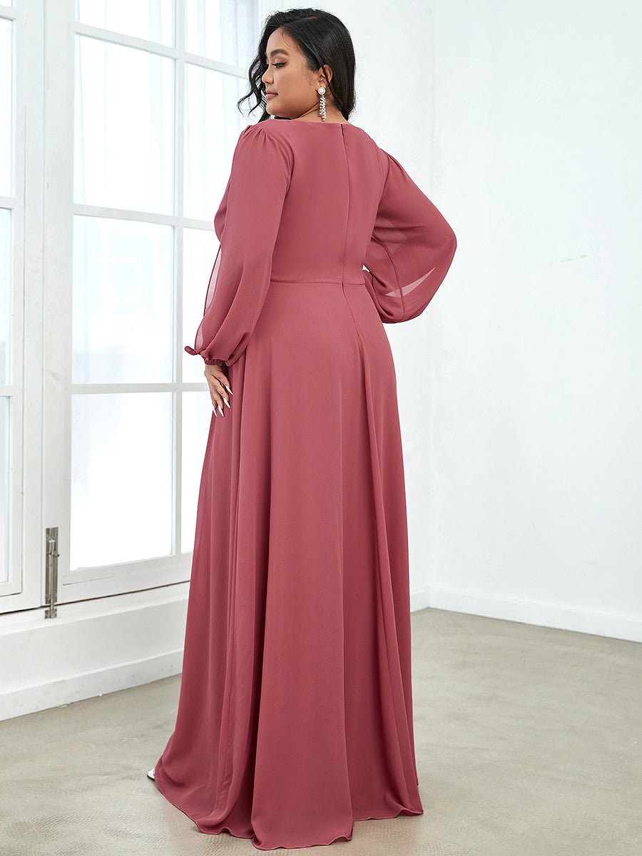 Wholesale Chiffon Plus Size Evening Dresses with Long Lantern Sleeves - Price Connection