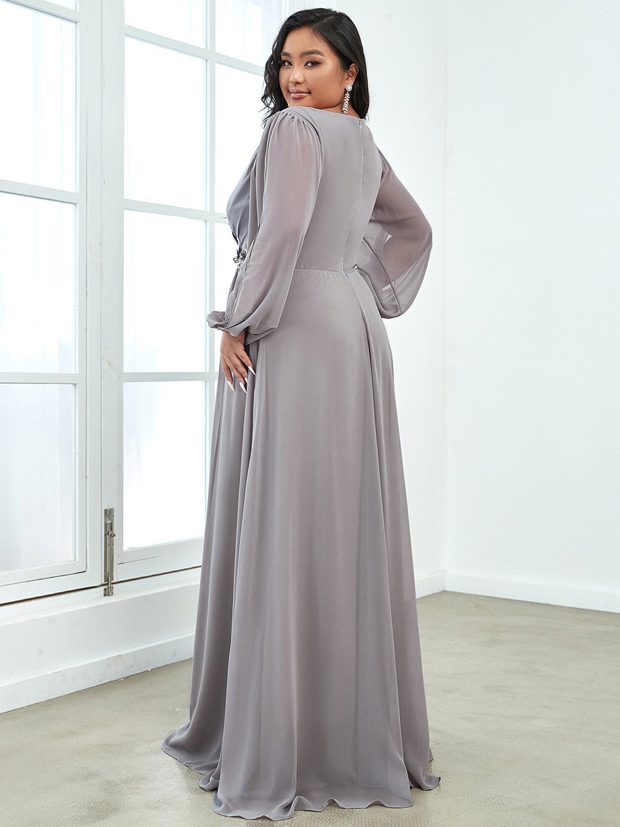 Wholesale Chiffon Plus Size Evening Dresses with Long Lantern Sleeves - Price Connection